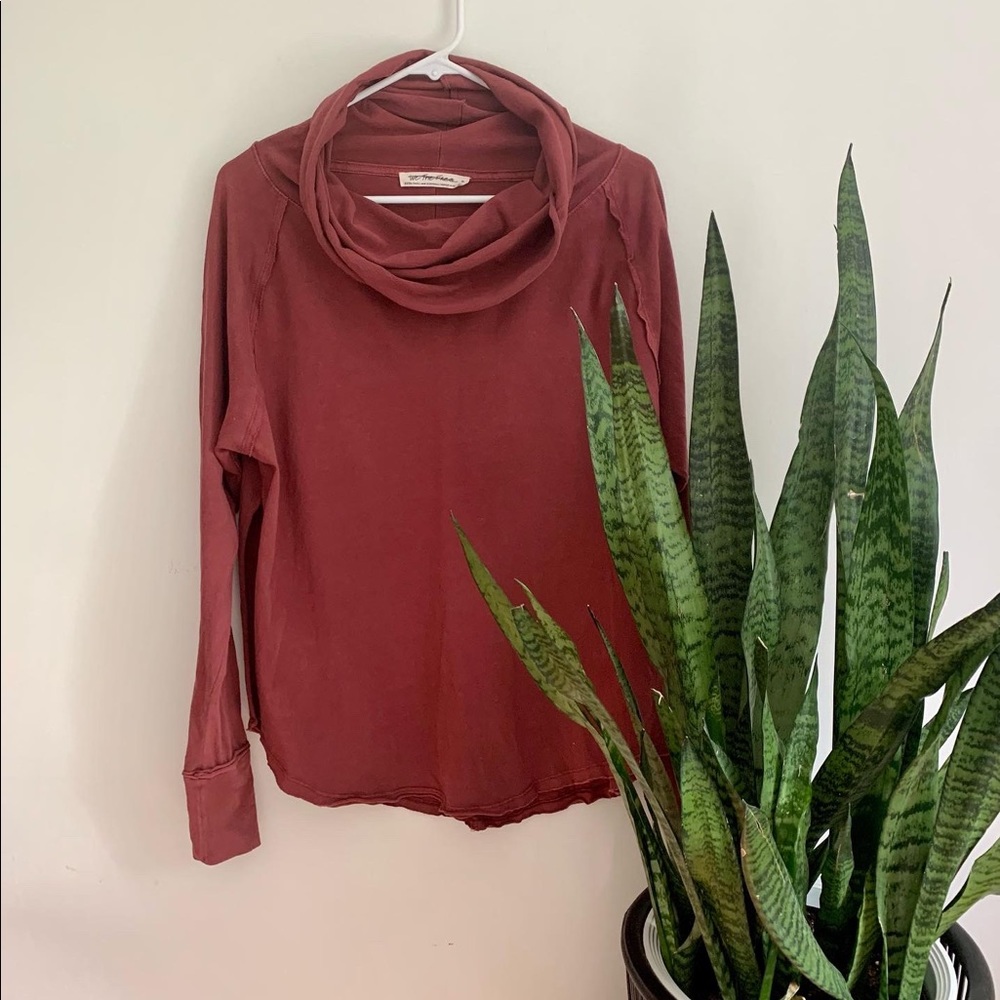 We The Free Cowl Neck Slit Shirt